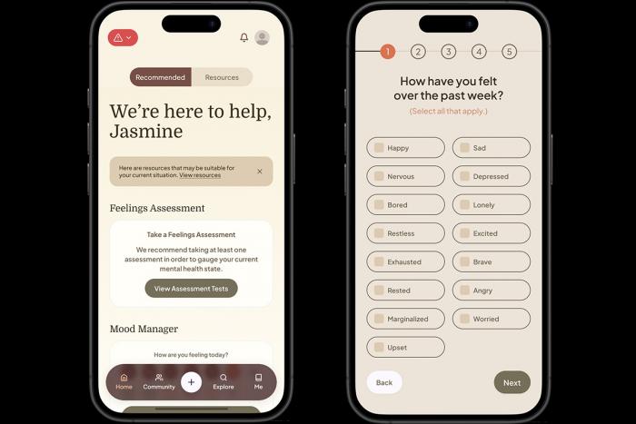 Picture of new phone App for Black youth, features two screens shots from the App