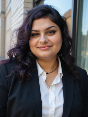 an image of Alisha in a white shirt and black blazer