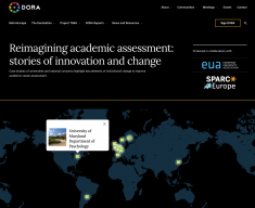 Picture of world map with Maryland's Psychology Department tagged as a DORA Case Study